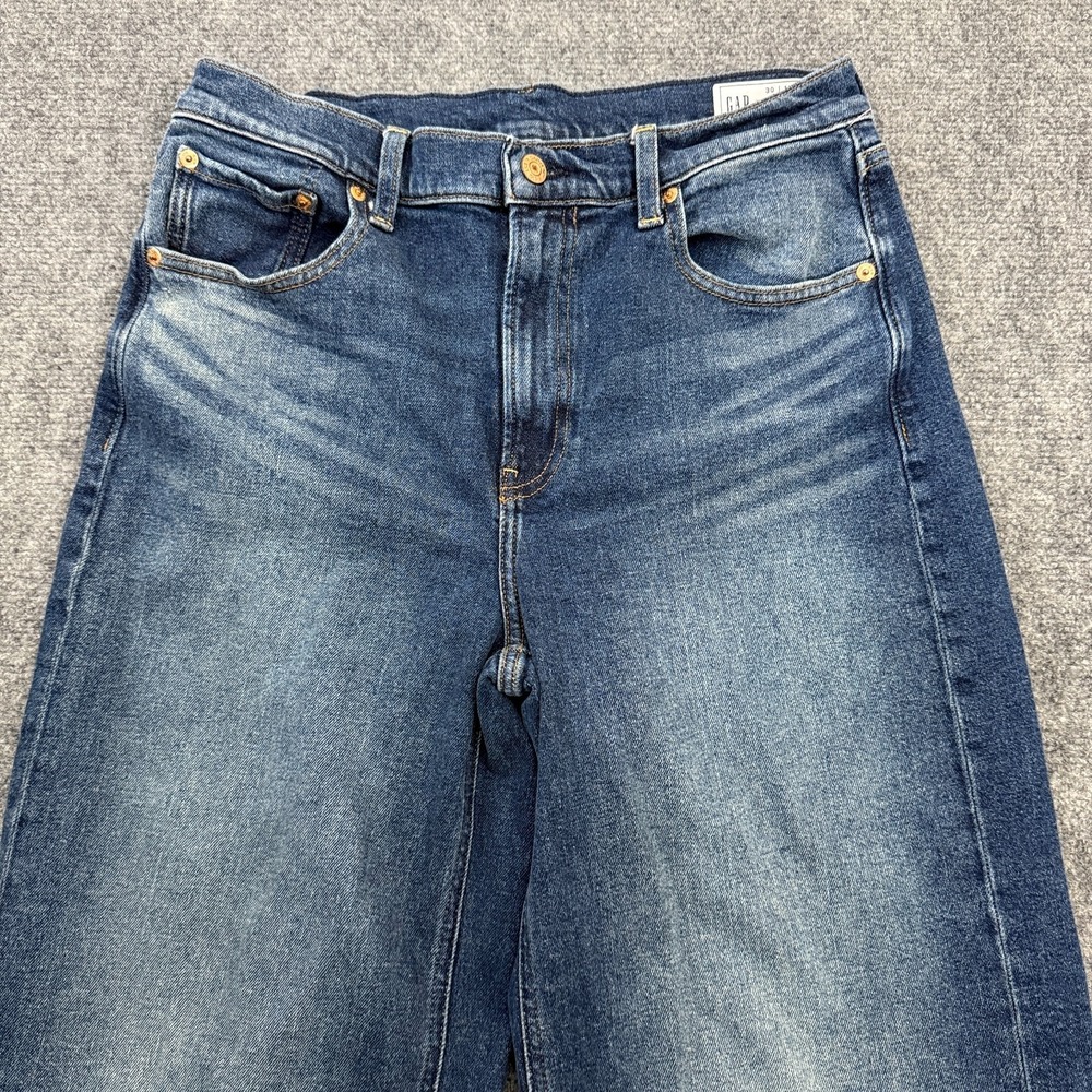 GAP Stride Wide Leg Jeans Womens 10R High Rise Dark Wash Stretch Denim Lillie - Picture 5 of 16